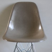 Eames Herman Miller DSW side chairs on eiffel base in greige / elephant grey / seafoam green / black thumbnail
