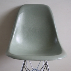 Eames Herman Miller DSW side chairs on eiffel base in greige / elephant grey / seafoam green / black thumbnail